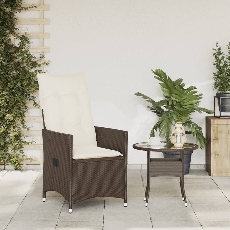 vidaXL Reclining Patio Chairs with Cushions Armchair Outdoor Seating Poly Rattan - 23.2 x 22.0 x 36.2