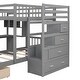 preview thumbnail 14 of 15, Gray Full over Twin Size Solid Wood Bunk Bed with Desk, Drawers and Shelves