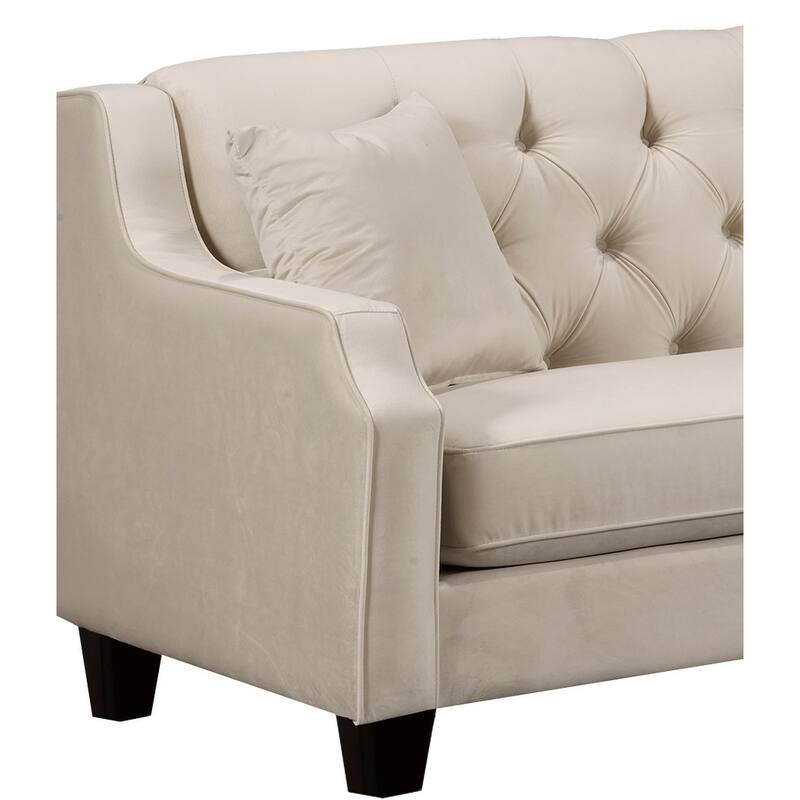 Dawson Cream Button Tufted Fabric Sectional Sofa