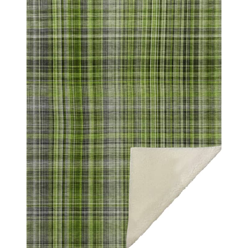 Premium Machine Washable Plaid Sherpa Throw Blanket