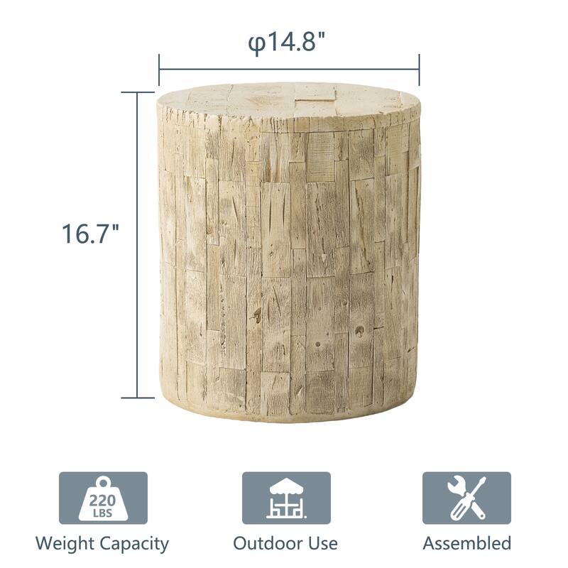 COSIEST Outdoor Antique Accent Stump Stool
