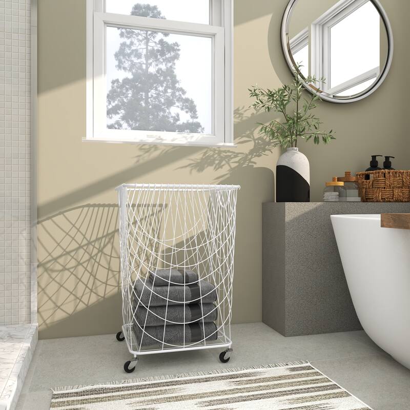 CosmoLiving by Cosmopolitan 26x16 Metal Rolling Storage Basket - 16"L x 16"W x 24"H