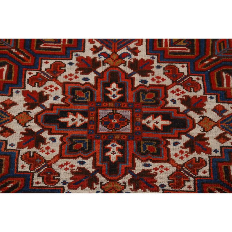 Hand Knotted Oriental 100% Wool Carpet Traditional Medallion Red Heriz Area Rug - 10' 9'' X 8' 1''