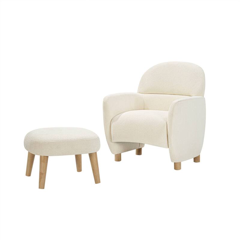 Modern Lazy Chair with Footrest Ottoman - Upholstered Leisure Sofa Chair, Reading Corner Chair for Small Space