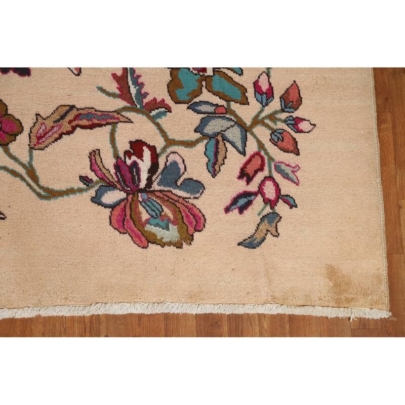 Hand Knotted Oriental 100% Wool Carpet Traditional Floral Beige & Ivories Art Deco Area Rug - 12' 10'' X 9' 5''
