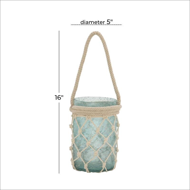 Aquamarine Glass Coastal Lantern
