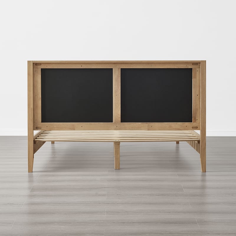 Spruce & Spring Modern Bouclé Platform Bed with Upholstered Headboard & Solid Wood Frame