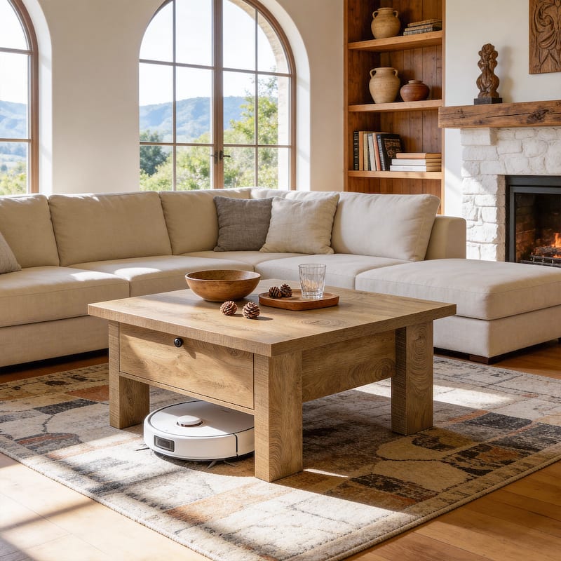 31.5" Coffee Table for Living Room with Storage