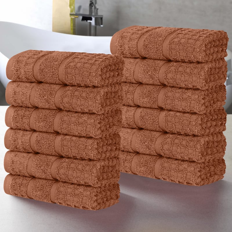 Superior Napa Zero Twist Cotton Waffle Face Towel Washcloth Set of 12