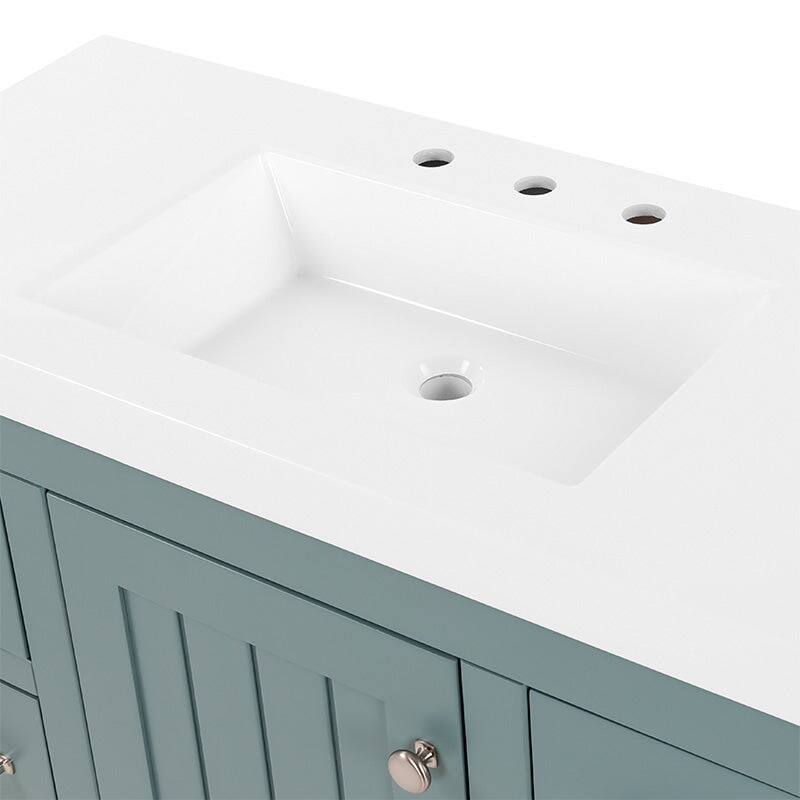 Chamiree 42.5" Bathroom Vanity With Cabinet, 6 Drawers, and White Sink Top