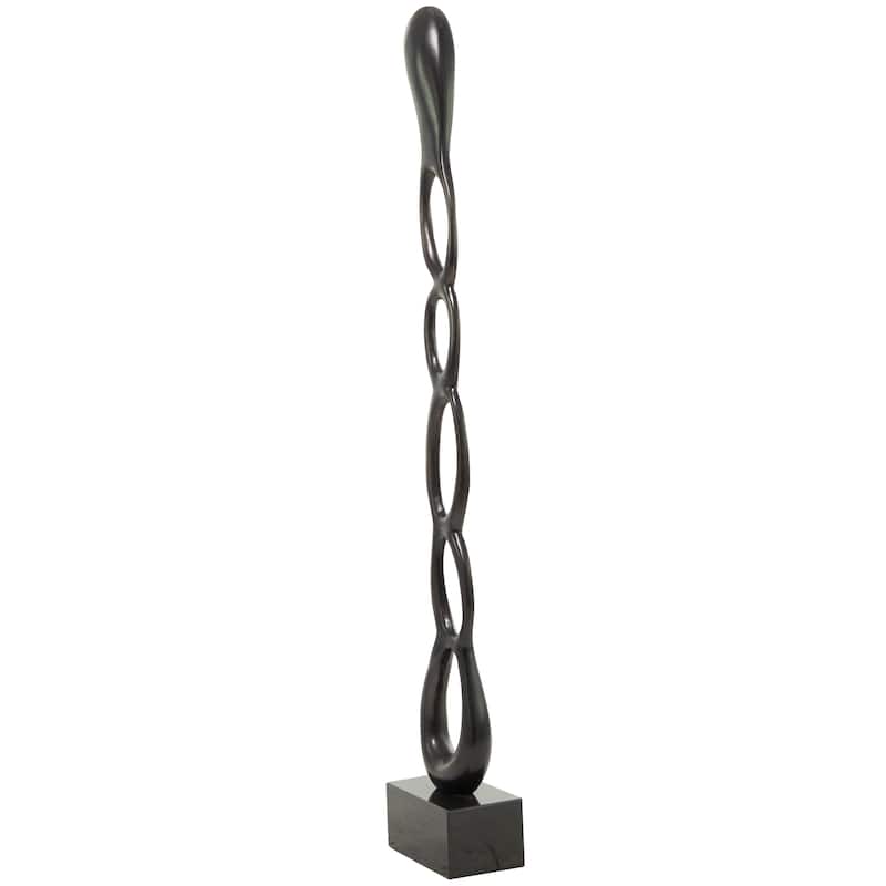 Sleek Aluminum Metal Tall Linked Floor Abstract Sculpture with Black Base - Gold, Silver, Black