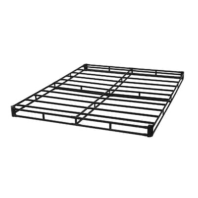 Black Steel Frame Heavy-Duty Queen Box Spring Bed Frame with 4-Inch Foundation