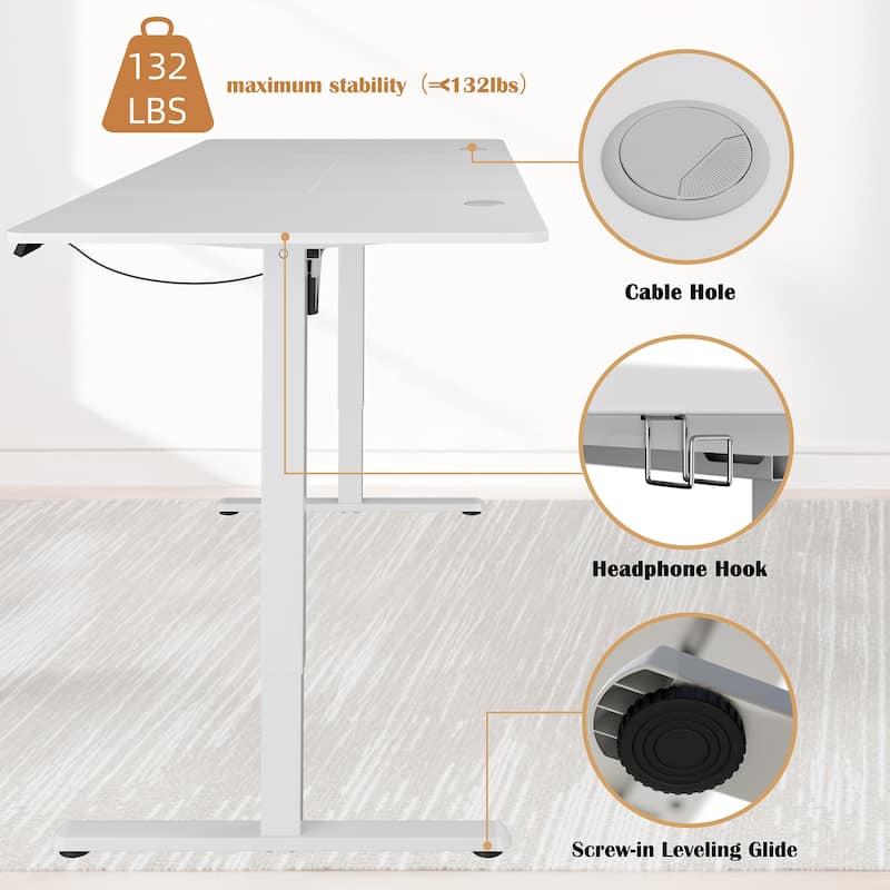 Electric Standing Desk, Height Adjustable Desk with Memory Preset and LED Display