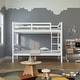 preview thumbnail 3 of 24, White/Espresso Wood Twin Over Twin Bunk Bed with Staircase