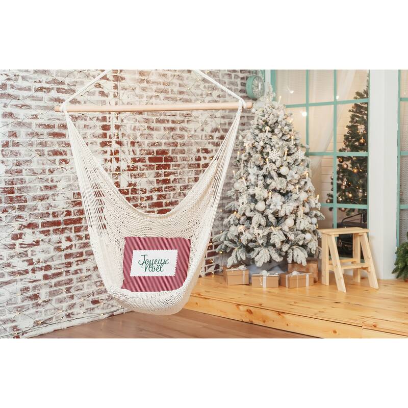 Joyeux Noel Ticking Christmas Indoor/Outdoor Throw Pillow