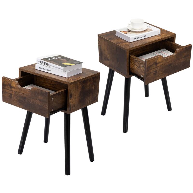 Set of 2 Mid Century Wood Side Table