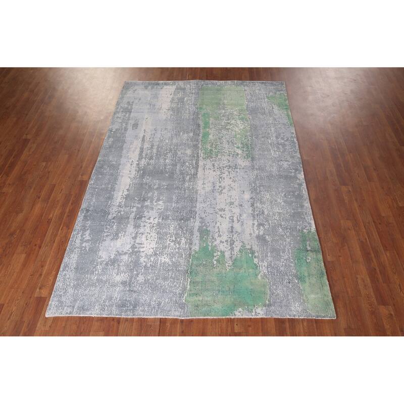 Abstract Oriental Area Rug Hand-Knotted Wool Carpet - 5'11"x 8'8"