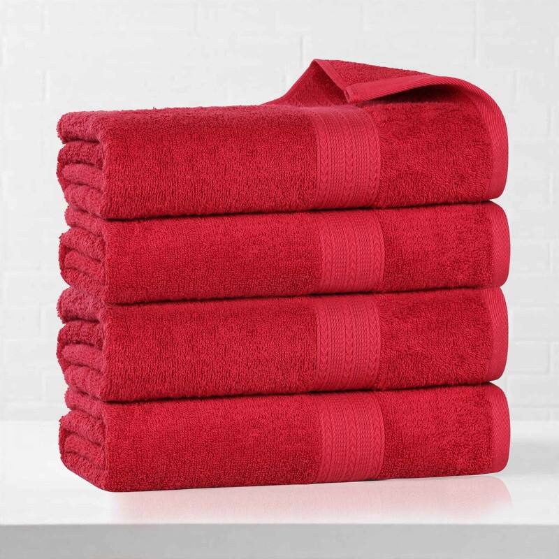 Eco-Friendly Sustainable Cotton Bath Towel by Superior (Set of 4) - Cranberry