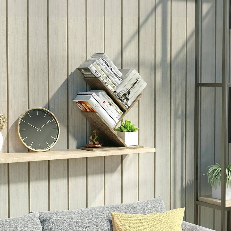 3 Tier Small Tree Bookshelf Desk Book Organizer Narrow Bookcases for Books - 11.6"D x 6"W x 15"H