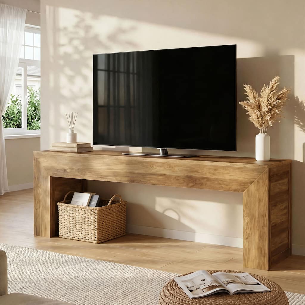 63" TV Stand for TVs Up to 75 Inches, Farmhouse Low Media Console Television Stands