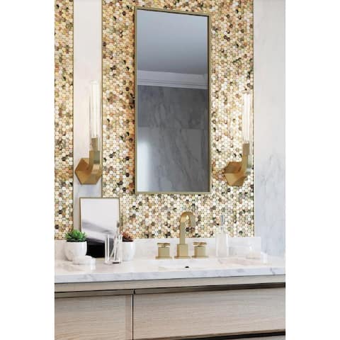 Apollo Tile 5 pack Beige and Brown 11.5-in. x 11.5-in. Polished Mother of Pearl Penny Round Mosaic Wall Tile (18.37 Sq ft/case)