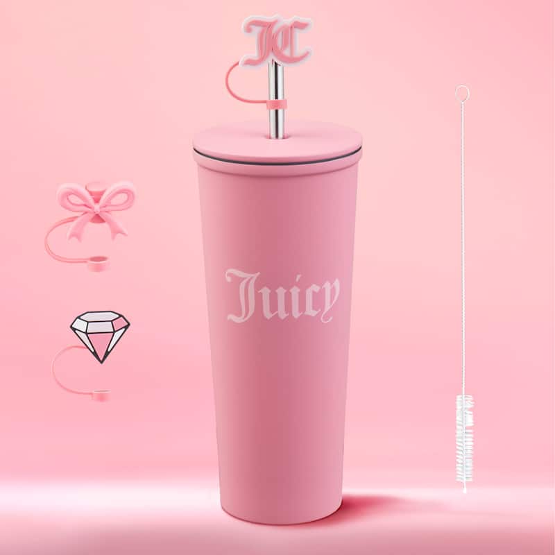 Juicy Couture Hydration Stainless Steel Couture Cup 6-Piece Set - 24oz - Hot Pink