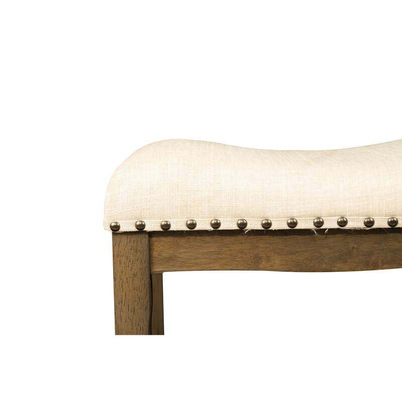 Azalea Park Bar Height Upholstered Wood Saddle Stool - 19 W x 13.25 D x 29 H"