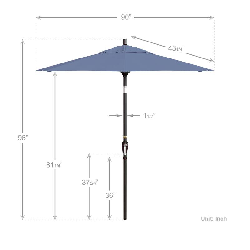 California Umbrella 7.5' Round Crank Lift Push Button Tilt Bronze Aluminum Patio Umbrella with Sunbrella Cilantro Fabric