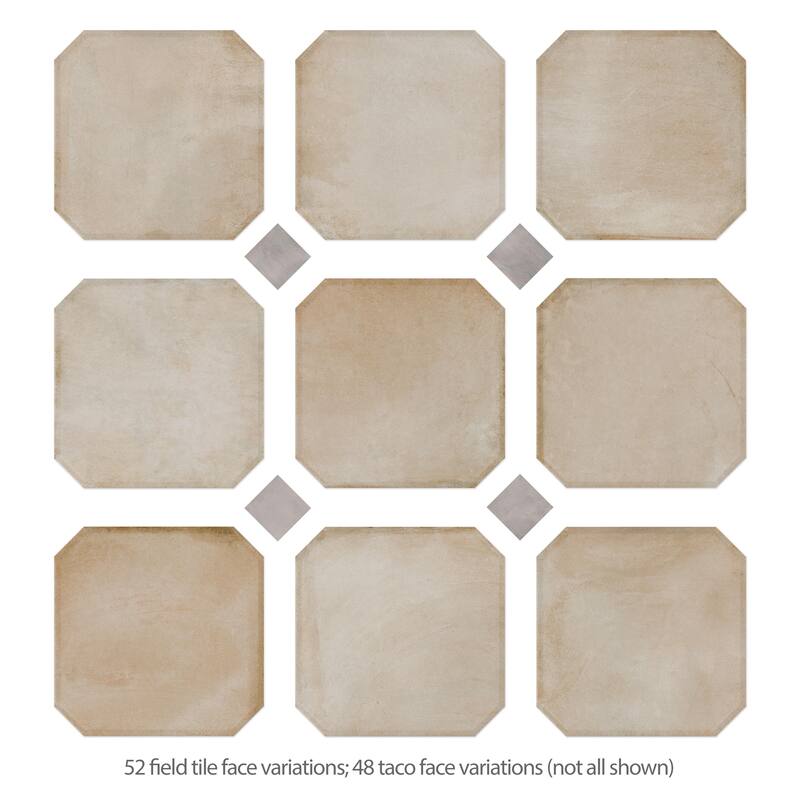 Merola Tile Laverton Octagon Arena with Taco Gris 7-7/8" x 7-7/8" Porcelain Floor and Wall Tile