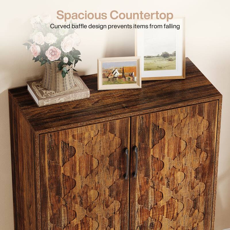 6-Tier Shoe Cabinet with Doors, Adjustable Shoe Rack with Solid Wood Feet