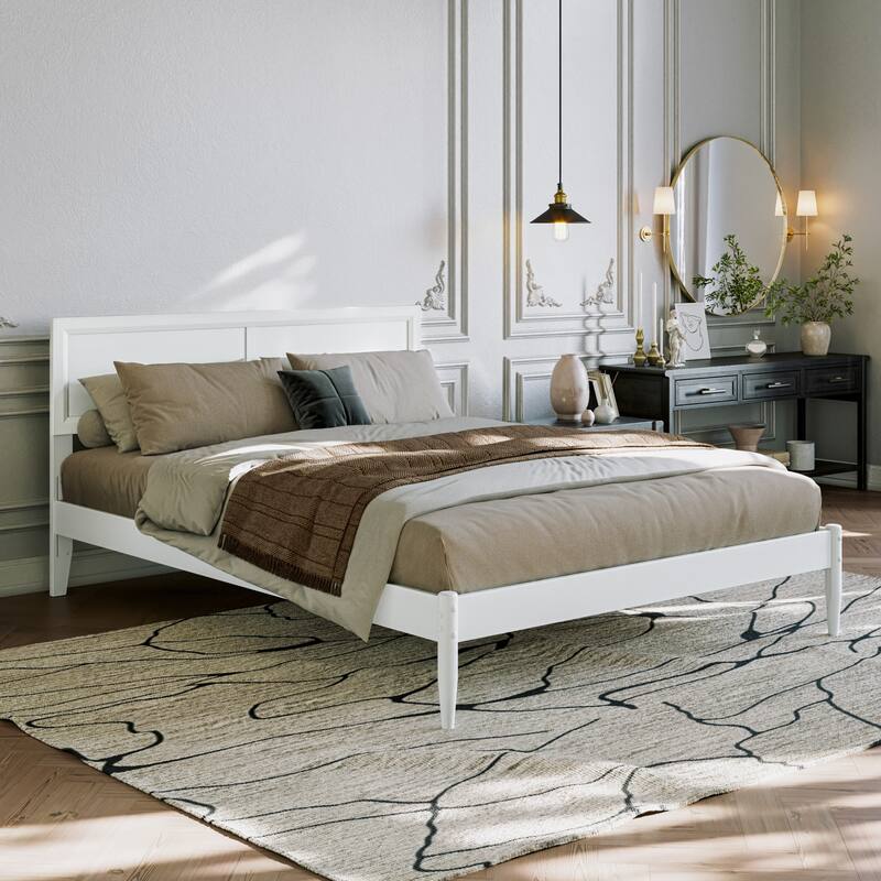 Ellarie Platform Bed with Adjustable Headboard - Queen - White
