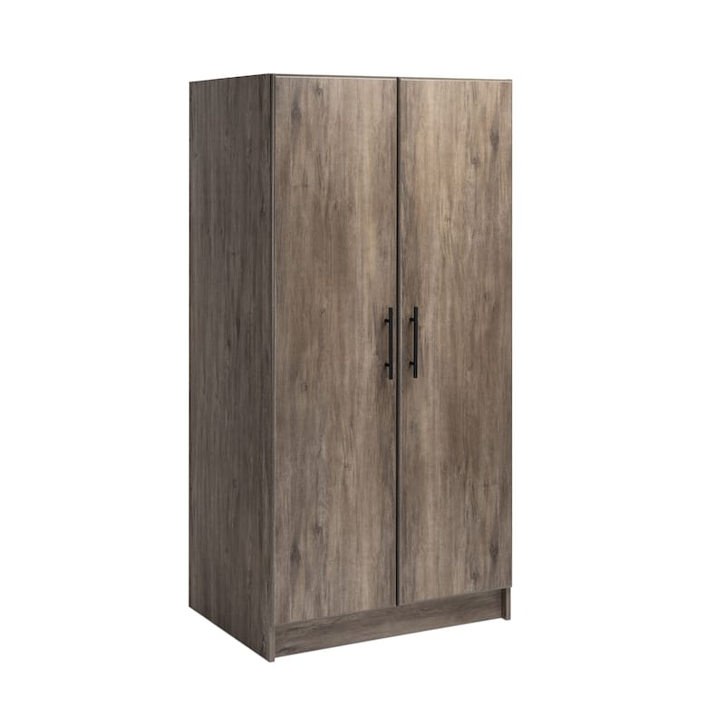 Prepac Elite Armoire Wardrobe Closet Cabinet with Hanging Rail - Drifted Gray