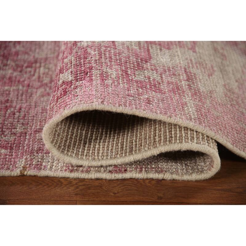 Pink Abstract Modern Area Rug Hand-Knotted Wool Carpet - 7'9"x 9'8"