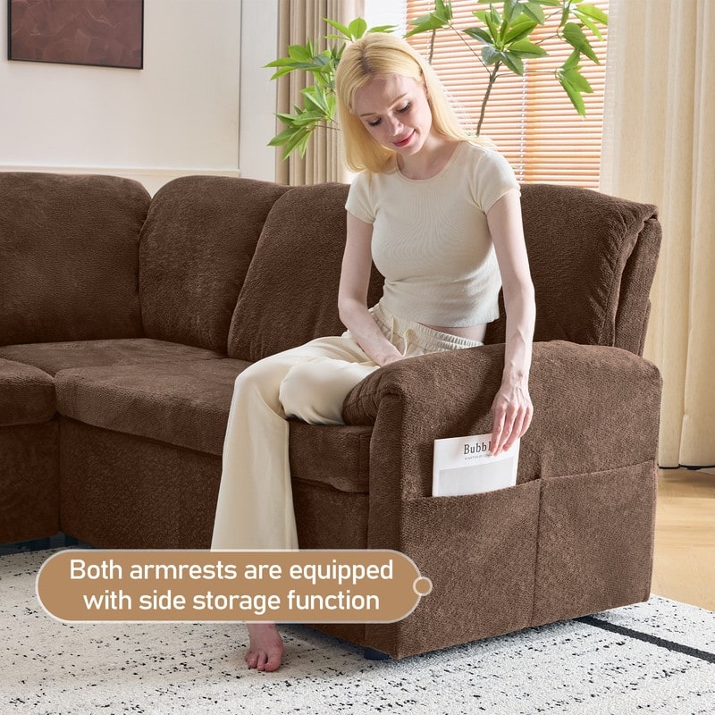 Upholstered Velvet U-Shaped Sectional Sleeper Sofa Corner Sectional Sofa Bed