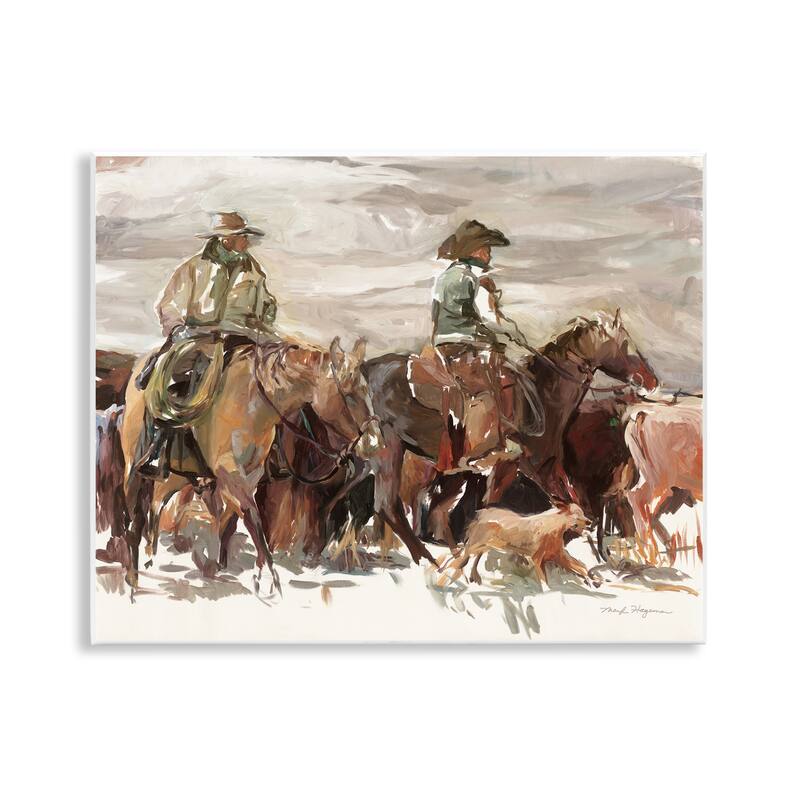 Stupell Round Up Cowboys Wall Plaque Art Design By Marilyn Hageman - 14 x 11