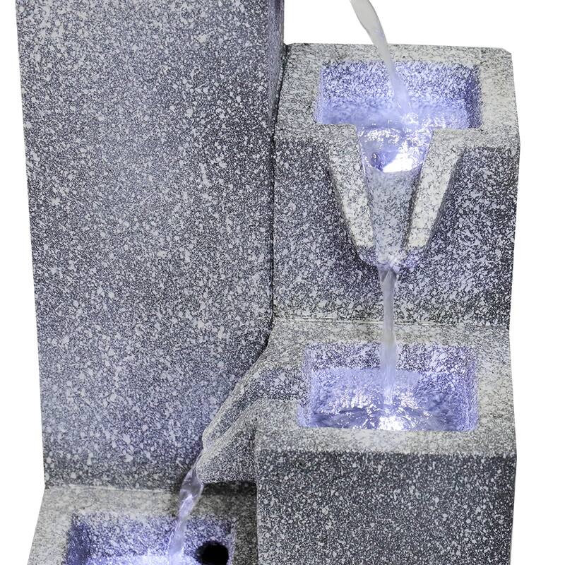 15.7in H Tabletop Water Fountain w/LED Light for Home and Office Decor