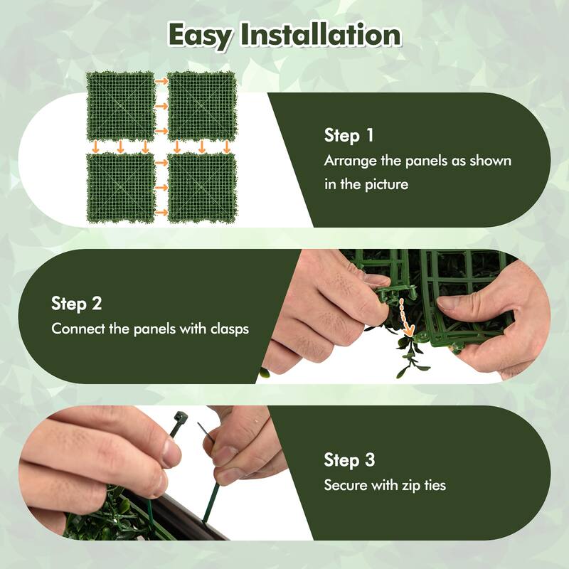 Gymax 12 Pcs Faux Boxwood Panels w/ Insertable Branches Privacy Hedge
