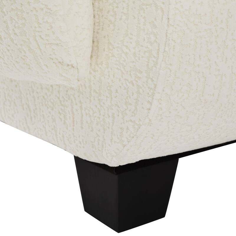 3-Seater Sofa Chenille Upholstered Couch Fully Compressed Design Sofa with Arc-shaped Armrests for Living Room, Apartment