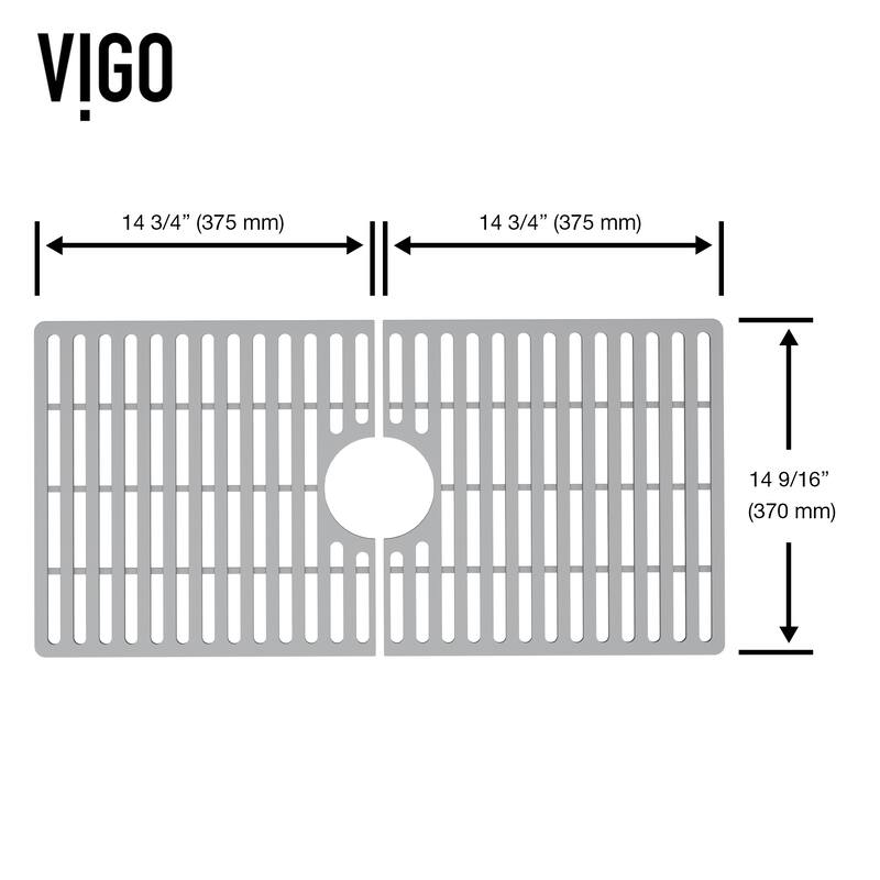 VIGO 30" L X 15" W Silicone Protective Bottom Grid for Kitchen Sink in Gray