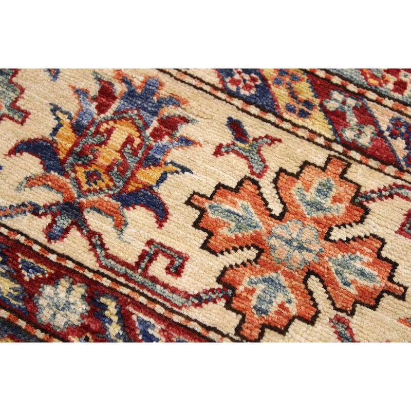 Southwestern Super Kazak Marlowe Red/Beige Hand Knotted Wool Rug - 8'10'' x 12'0''
