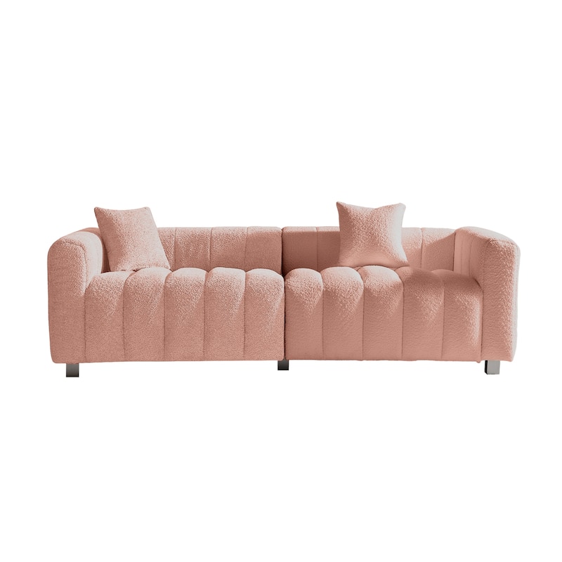 83.46'' Premium Velvet Sofa 3-Seater Loveseat, Modern Bubble Upholstered Couch with Metal Base Legs