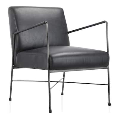 Aurelle Home Rustic Leather Upholstered Metal Frame Chair