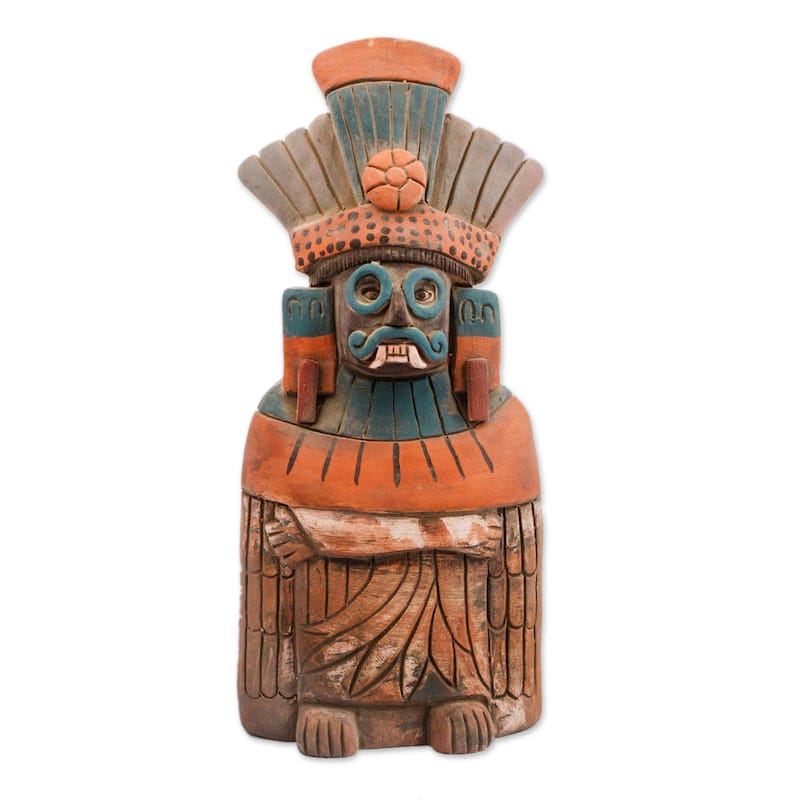 Novica Handmade Mighty Tlaloc Ceramic Sculpture