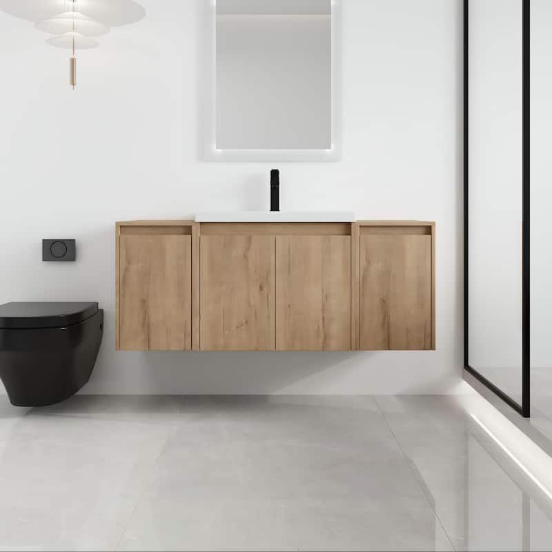 Malwee 36"/48"/60" Floating Bathroom Vanity,Wall Mounted Bathroom Vanity with Sink,Soft Close Door and Adjustable Shelf