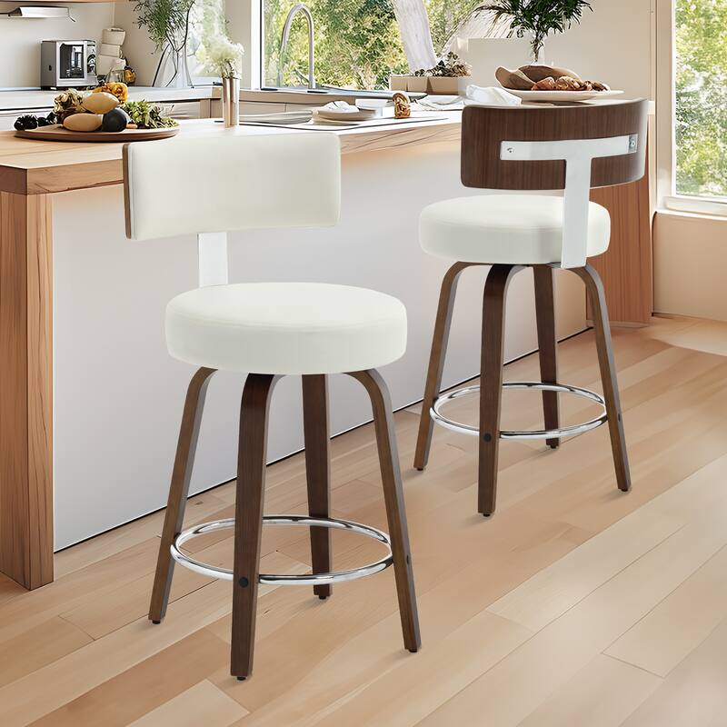 Faux Leather Upholstered Swivel Counter/ Bar Stools Set of 1/2/4