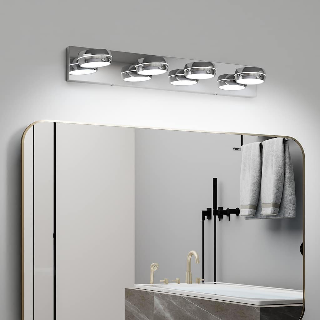 LED Vanity Lights 28in Bathroom Lights Fixtures over Mirror 4 Light LED Lighting Fixture for Bathroom, 18W Mirror Lighting