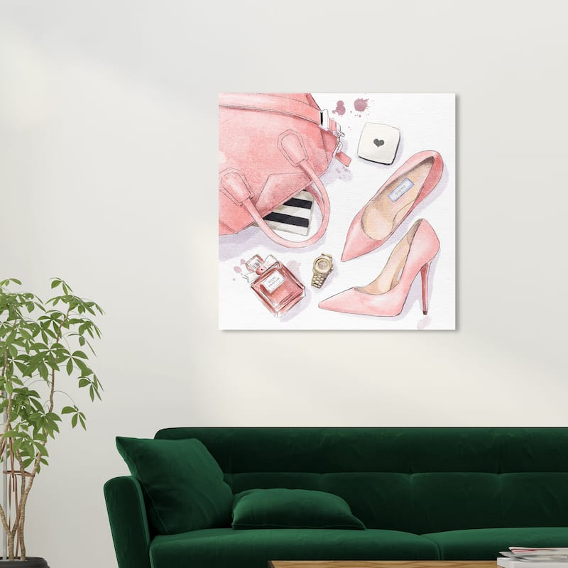 Wynwood Studio Canvas Fashion and Glam Night In The Town Pink and Light Pink Glam Wall Art Canvas Print - 30 x 30