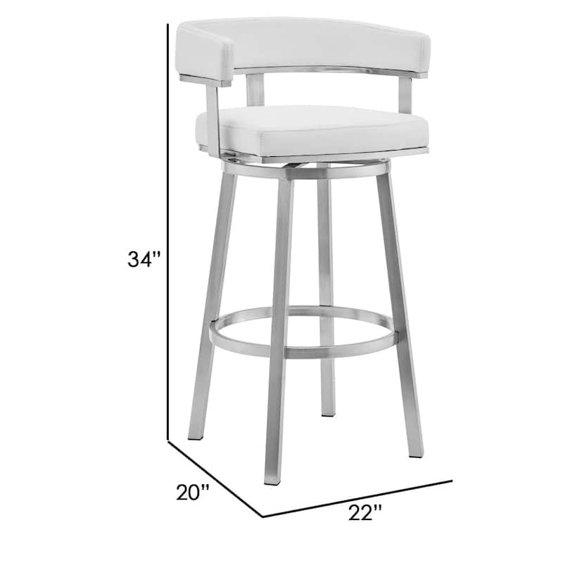 26 Inch Modern Swivel Counter Stool Arm Chair - 34 H x 22 W x 20 L Inches