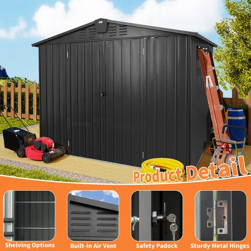 CUSchoice Outdoor Metal Storage Shed with Lockable Door