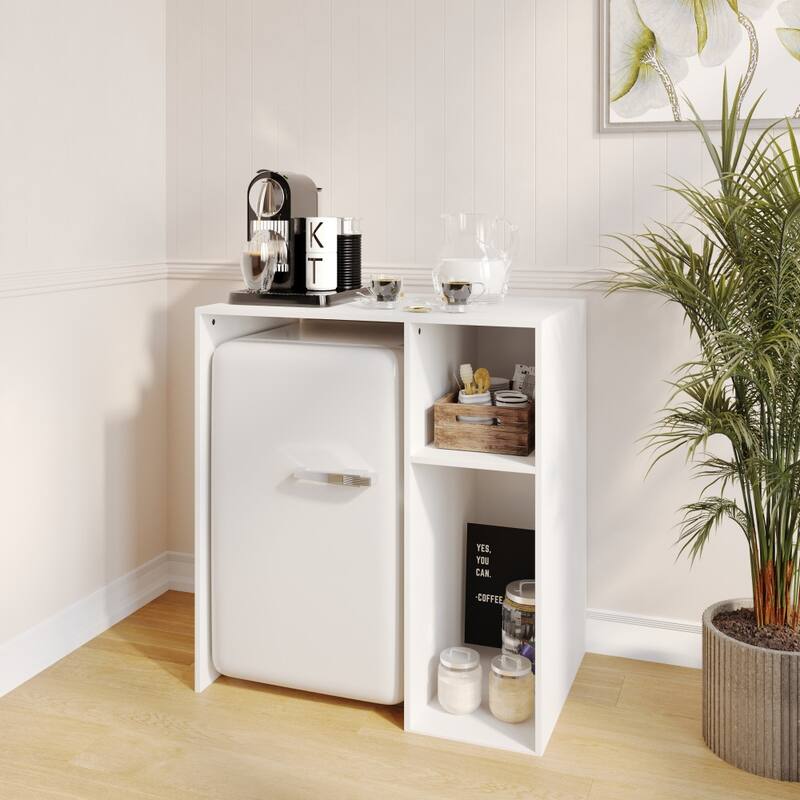 Space-Saving Mini Fridge Organizer Shelf with Cubby Storage - White